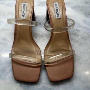 Steve Madden Clear Strap Tan Heels